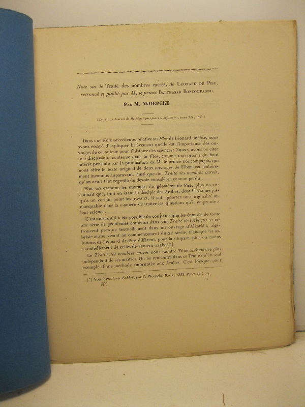 Note sur le Traité des nombres carrés de Leonard de Pise retrouvé et publié par M. le prince Balthasar Boncompagni